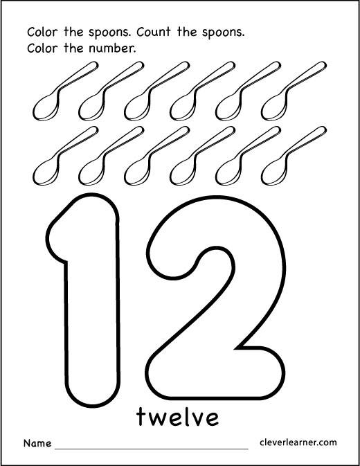 Printable Number 12 Color by Number Printable