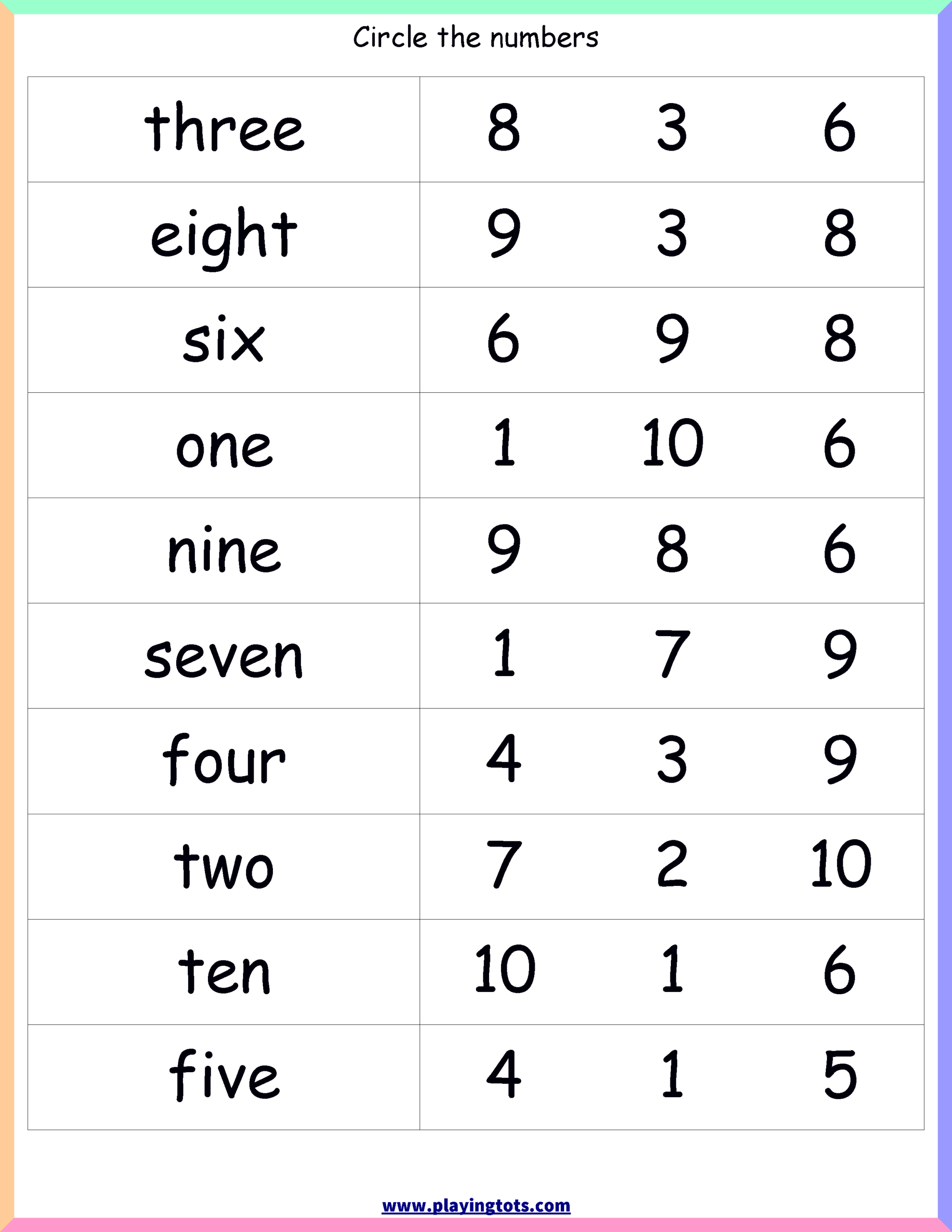 Number Words 1 20 Worksheets Pdf NumbersWorksheet