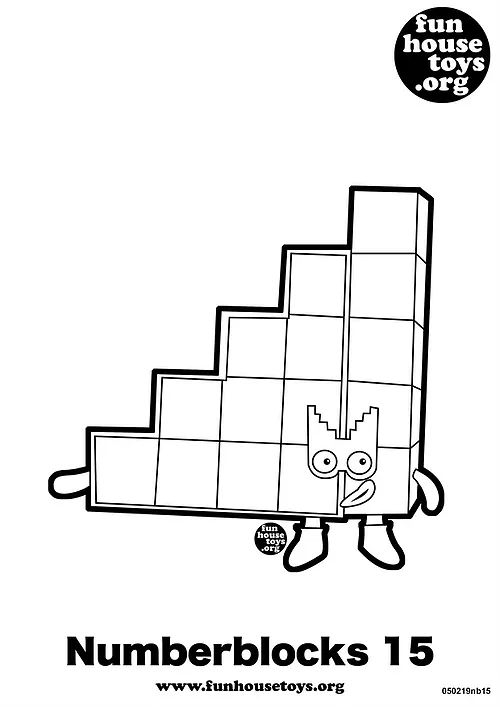 Numberblocks 15 Printable Coloring Page Coloring Pages 