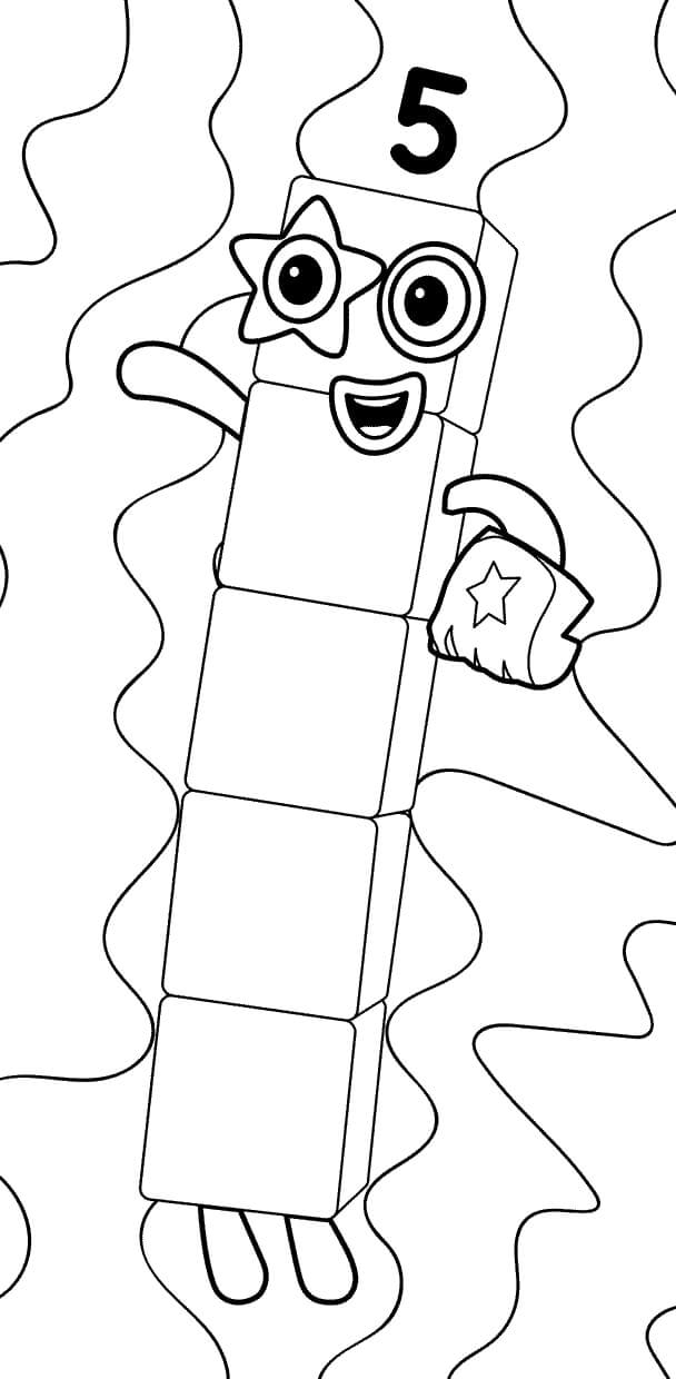 Numberblocks 5 Coloring Page Free Printable Coloring