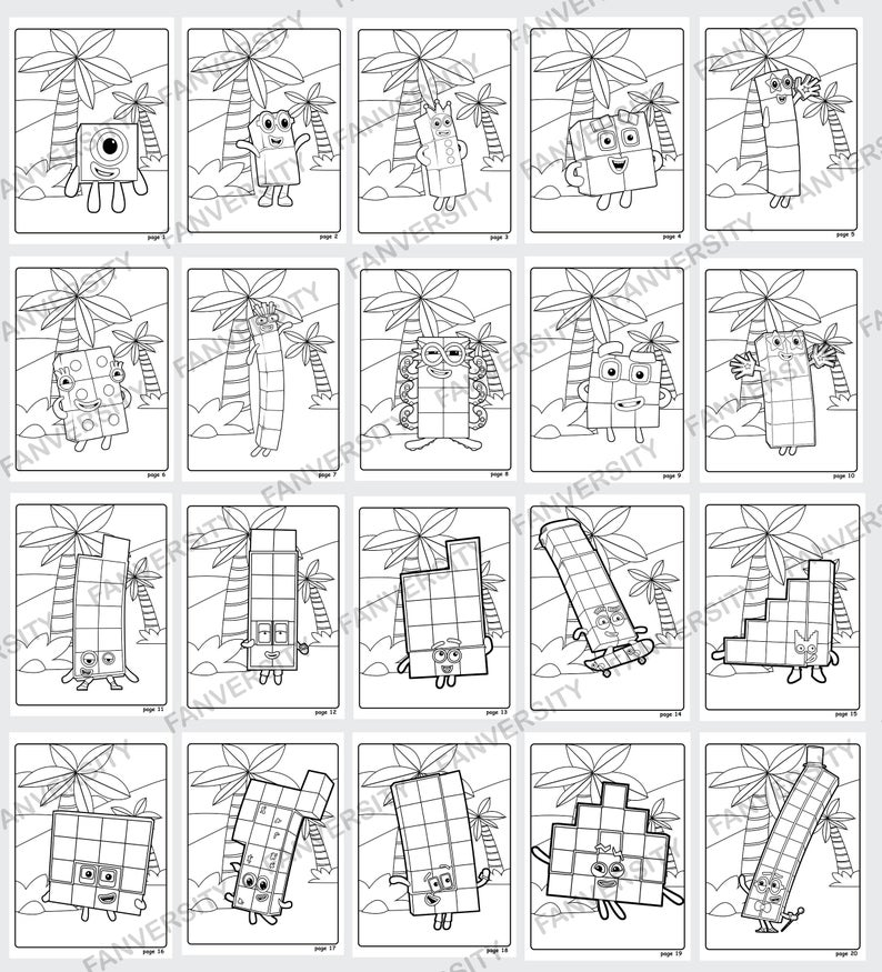 Numberblocks 20 Coloring Pages Color By Number Printable