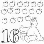 Numbers 16 Sixteen Coloring Pages Sesame Street Coloring