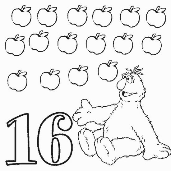 Numbers 16 Sixteen Coloring Pages Sesame Street Coloring 