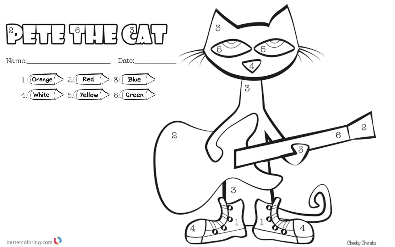 Pete The Cat Coloring Pages Play Guitar Color By Number Pete The Cat Coloring Pages Play Guitar Color By Number