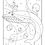 Printable Color By Number Ocean Blue Whale 01