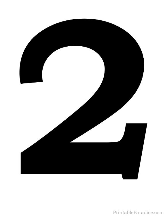 Printable Number 2 Silhouette Print Solid Black Number 2 