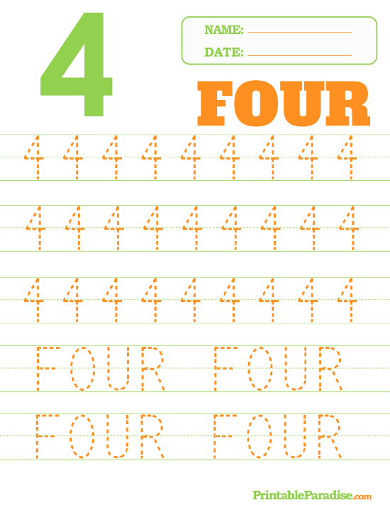 Printable Number 4 Tracing Worksheet Tracing Worksheets 