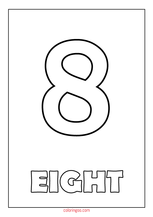 Printable Number 8 Eight Coloring Page PDF For Kids