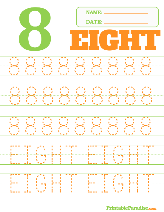 Printable Number 8 Tracing Worksheet