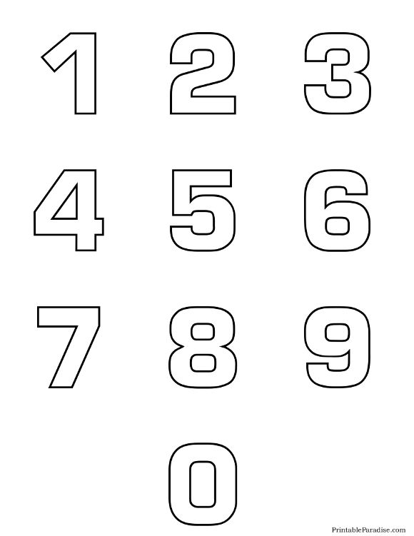 Printable Number Outlines 0 9 On One Page Stencils 
