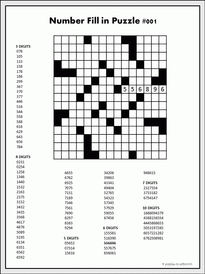 Printable Number Puzzles Printable Number Puzzles