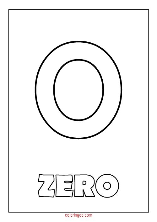 Printable Number Zero Coloring Page PDF For Kids High