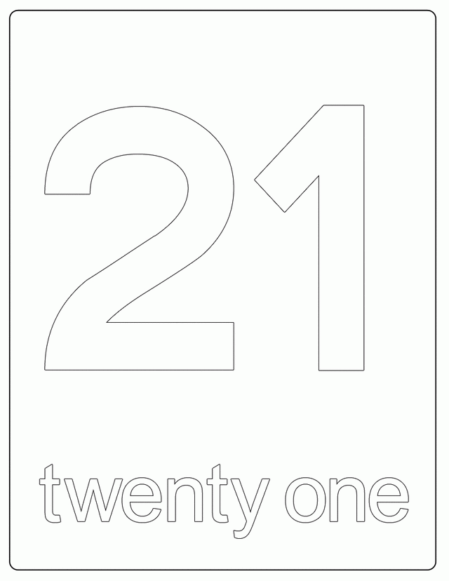 Printable Numbers Number 21