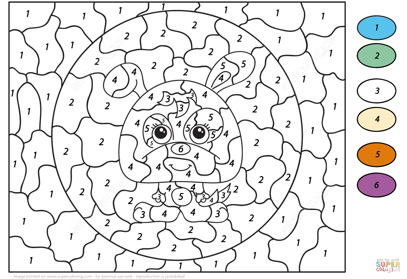 Puppy Color By Number Free Printable Coloring Pages