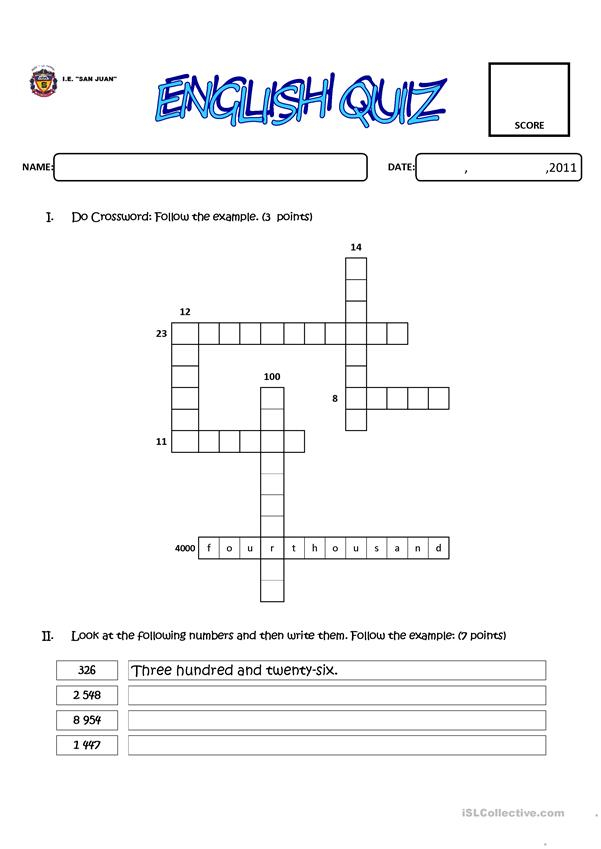 Quiz About Numbers Worksheet Free ESL Printable 