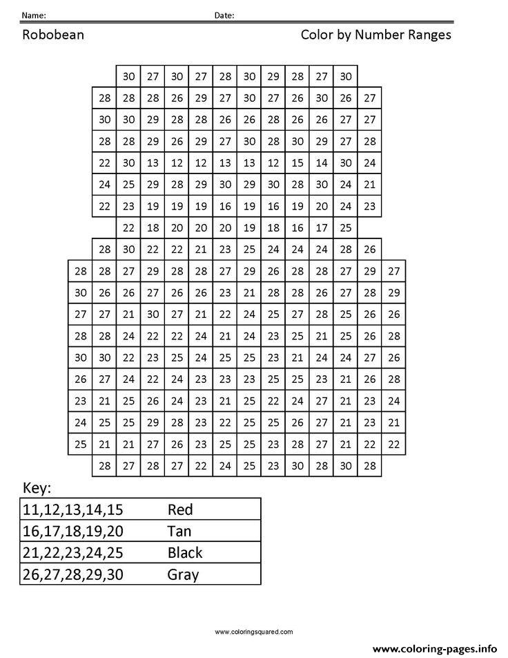 Robobean Color By Number Ranges Pixel Art Coloring Pages 