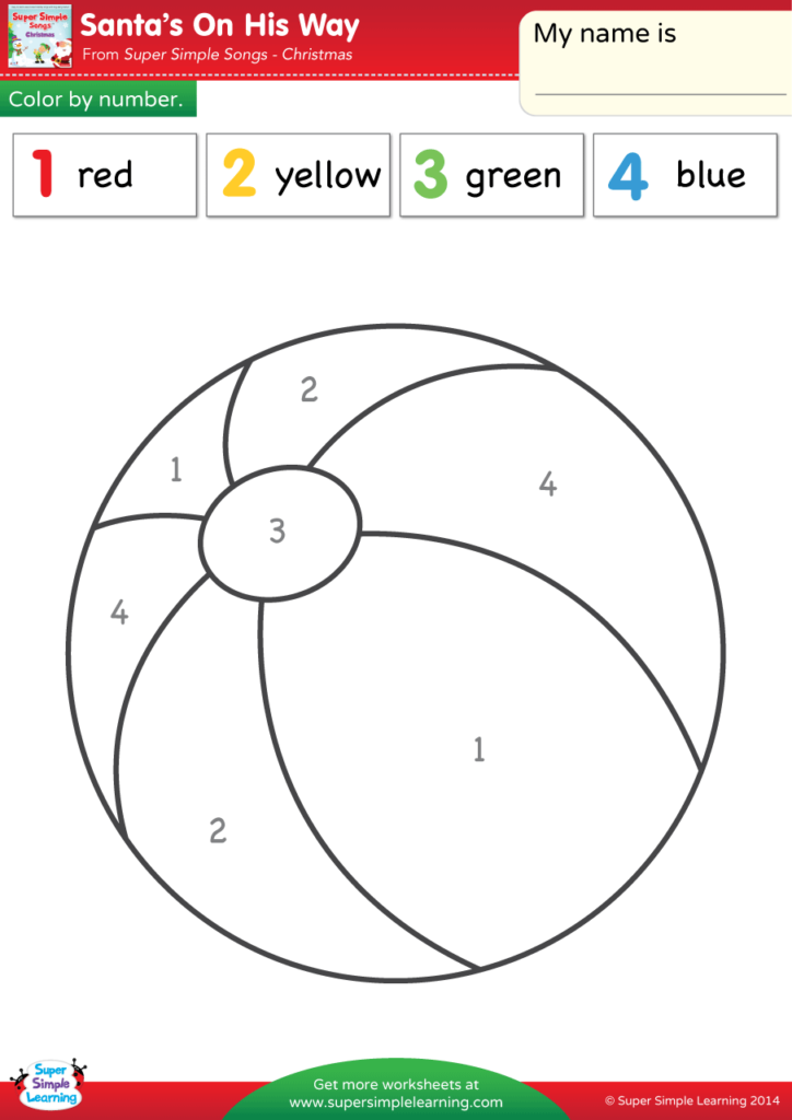 Santa s On His Way Worksheet Color By Number Super Simple