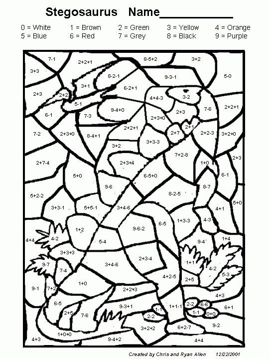 Stegosaurus Math Activity Printout EnchantedLearning 