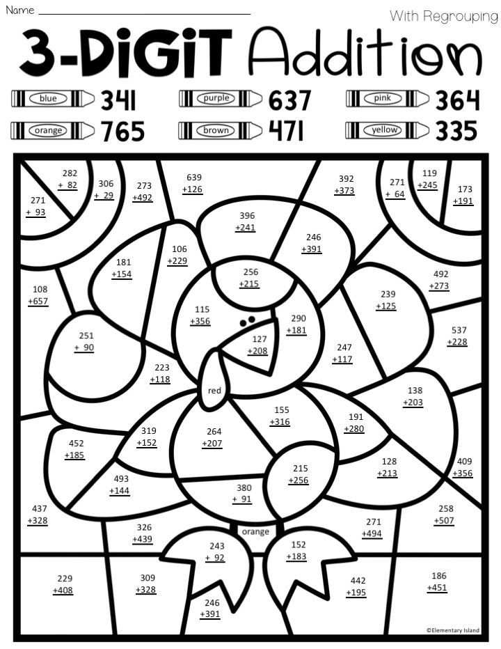 Thanksgiving Color By Number Addition Differentiated 