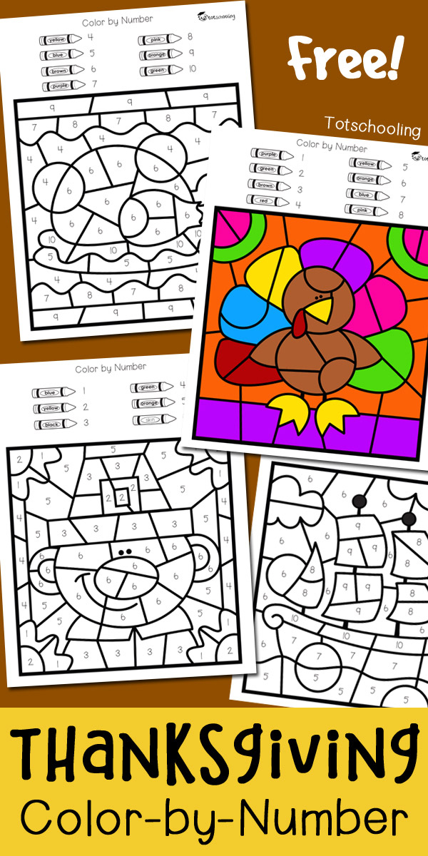 Thanksgiving Color By Number Totschooling Toddler 