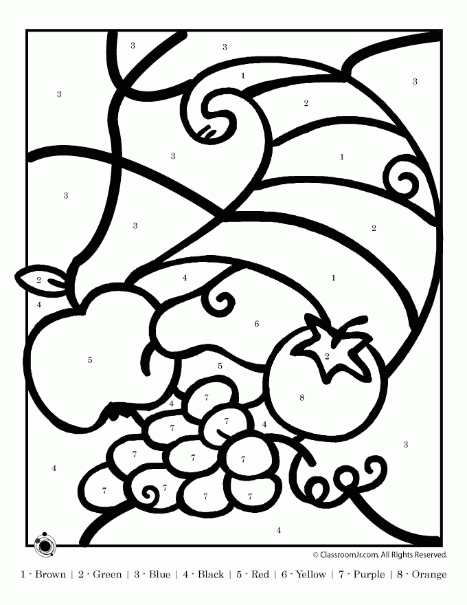 Thanksgiving Cornucopia Color By Number Thanksgiving Thanksgiving Cornucopia Color By Number Thanksgiving
