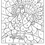 Thanksgiving Turkey Color By Number Letter Coloring Pages