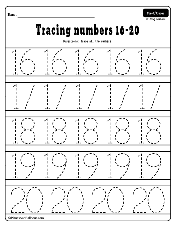 Tracing Numbers 1 20 Free Printable Worksheets Learning 