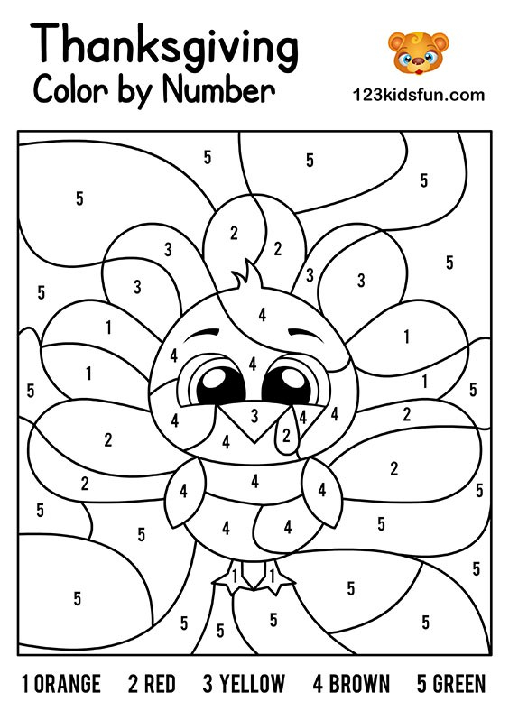 Turkey Color By Number Worksheets 99Worksheets