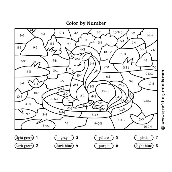 Unicorn Color By Number Addition And Subtraction Math 