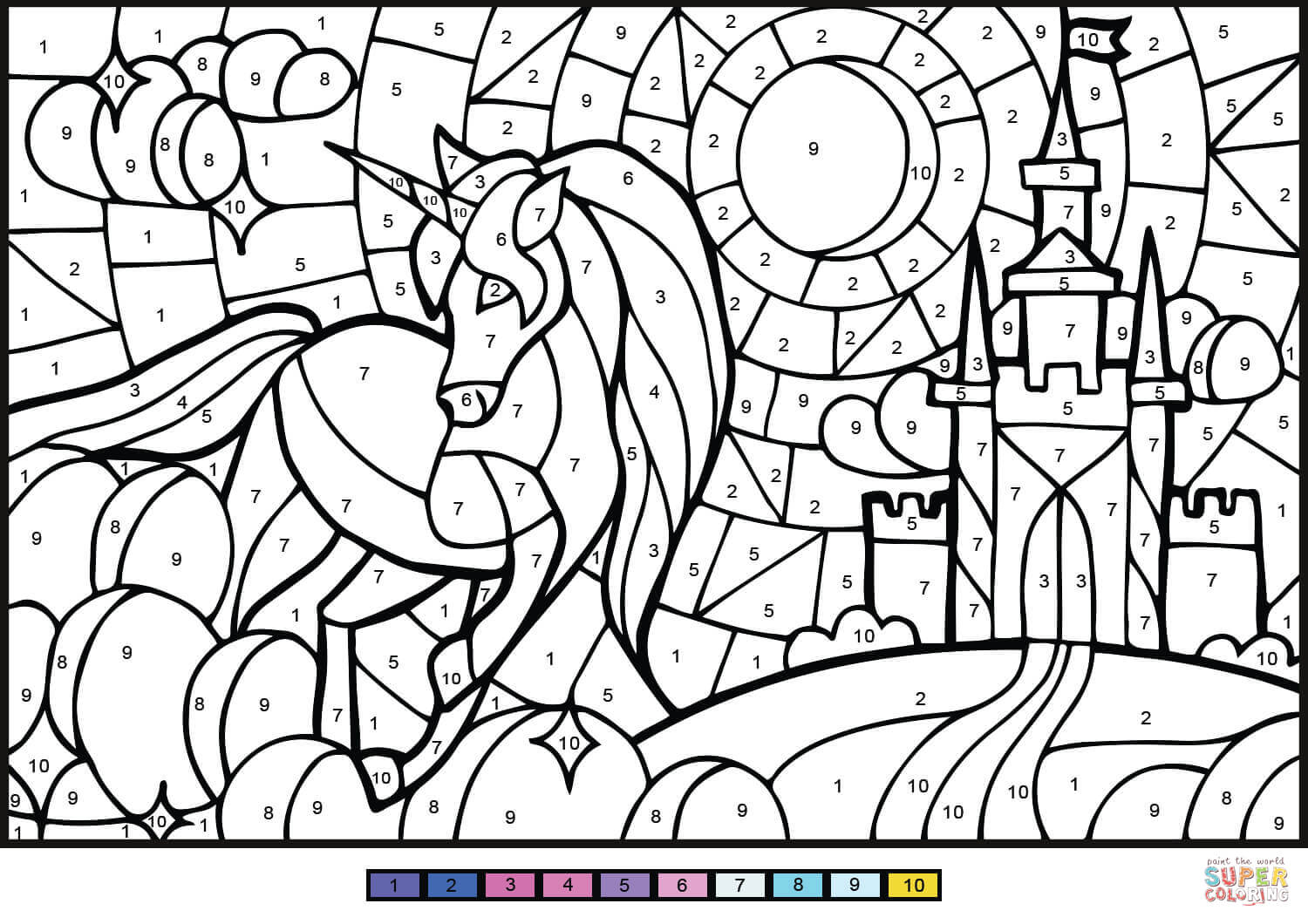 Unicorn Color By Number Free Printable Coloring Pages