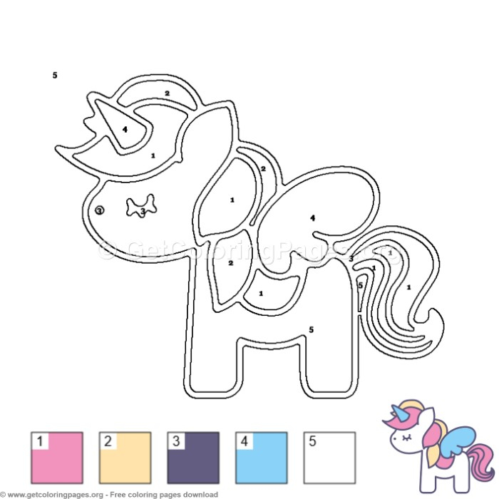 Unicorn With Wings Color By Number Coloring Pages 