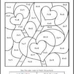 Valentine s Day Color By Number Multiplication Worksheets