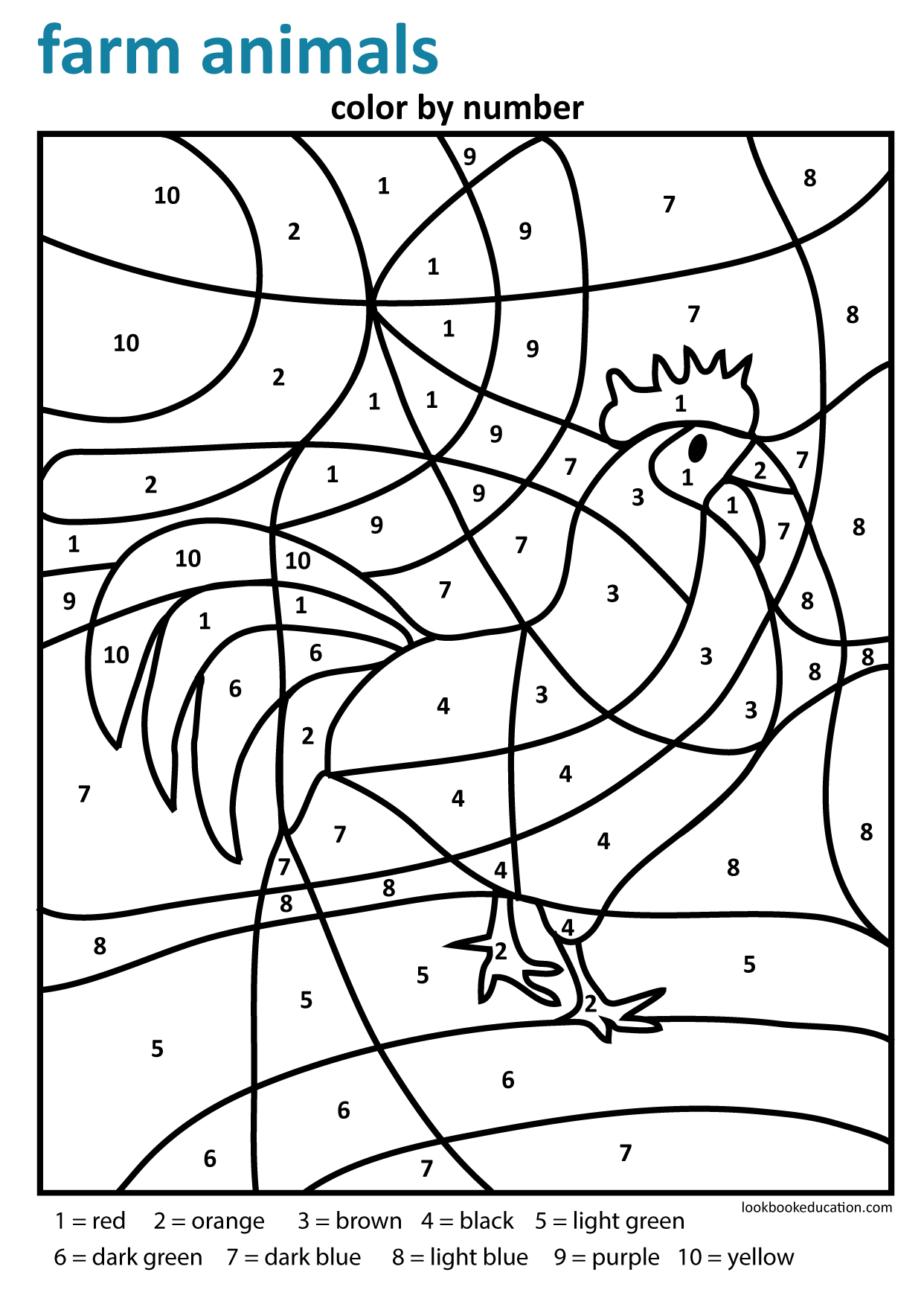 Worksheet Color By Number Farm Animals LookbookEducation Worksheet Color By Number Farm Animals LookbookEducation