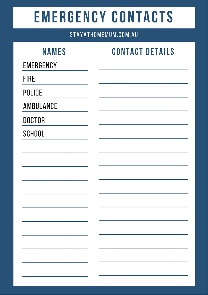 006 Emergency Phone Numbers List Template Wondrous Ideas 