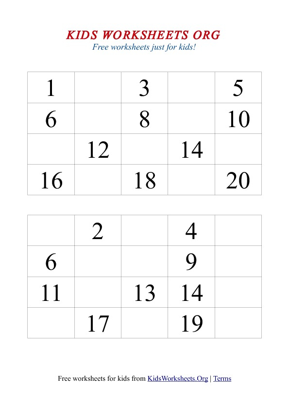 1 20 Missing Number Worksheet Kids Worksheets Org 1 20 Missing Number Worksheet Kids Worksheets Org