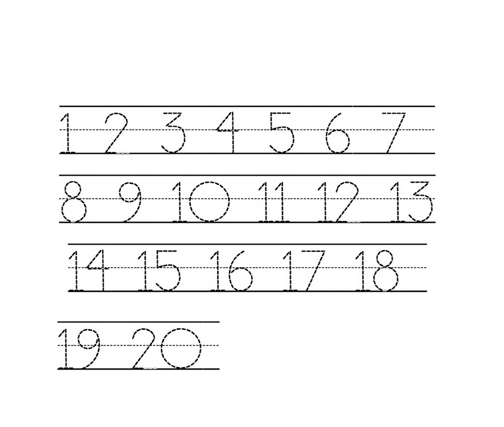 1 20 Number Tracing Learning Printable