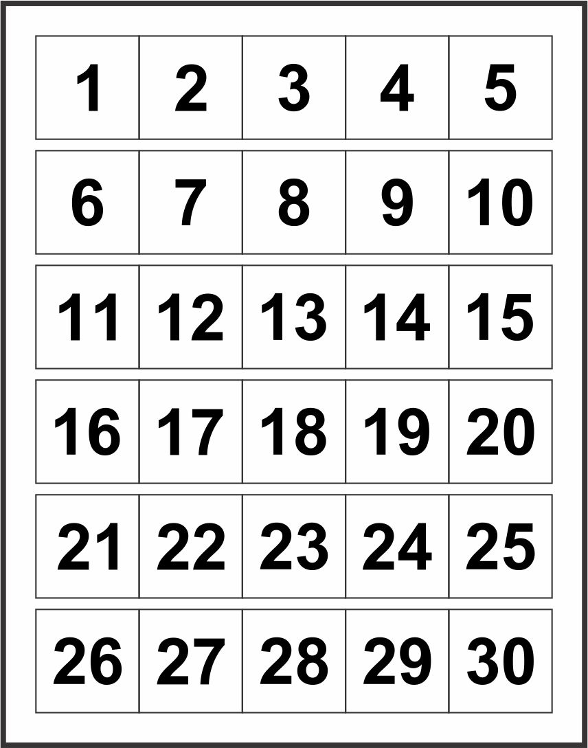 10 Best Printable Number Chart 1 30 Printablee