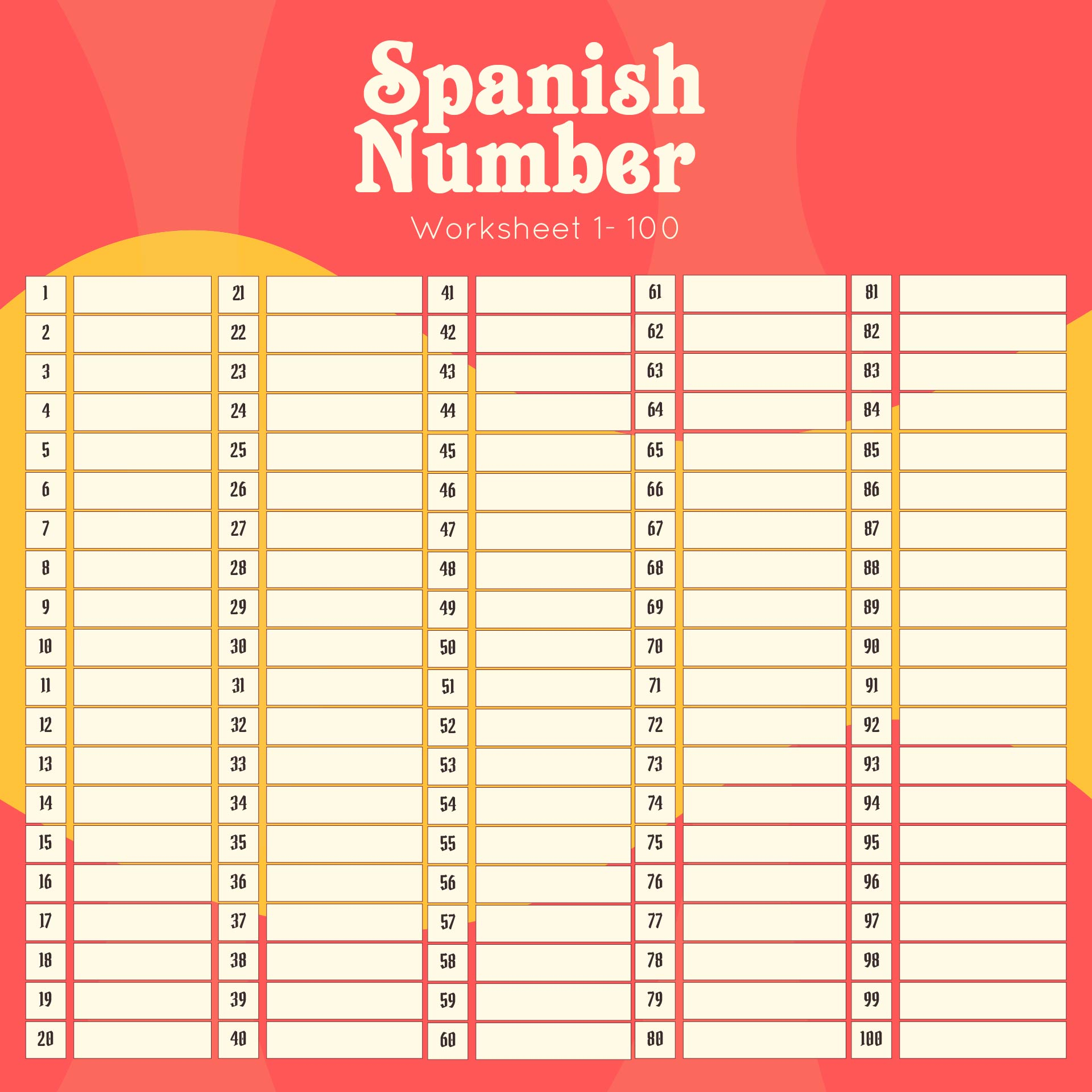 10 Best Spanish Numbers 1 100 Chart Printable Printablee