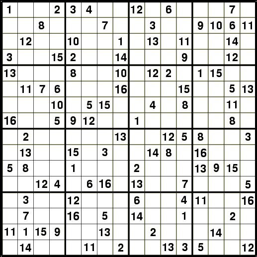 16x16 Sudoku Puzzle A Lot Of Numbers Sudoku Puzzles 
