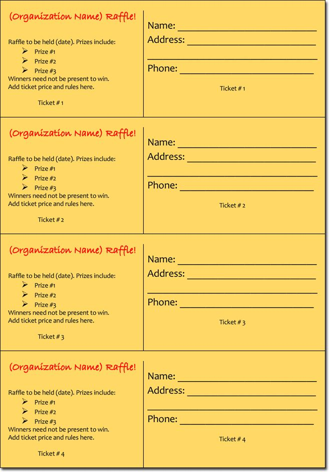 20 Free Raffle Ticket Templates With Automate Ticket 