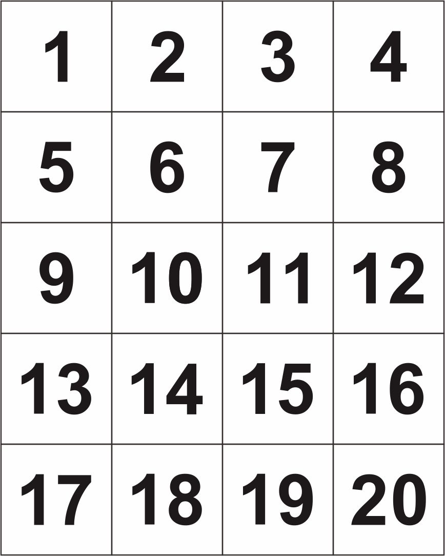 4 Best Large Printable Number Cards 1 20 Printablee