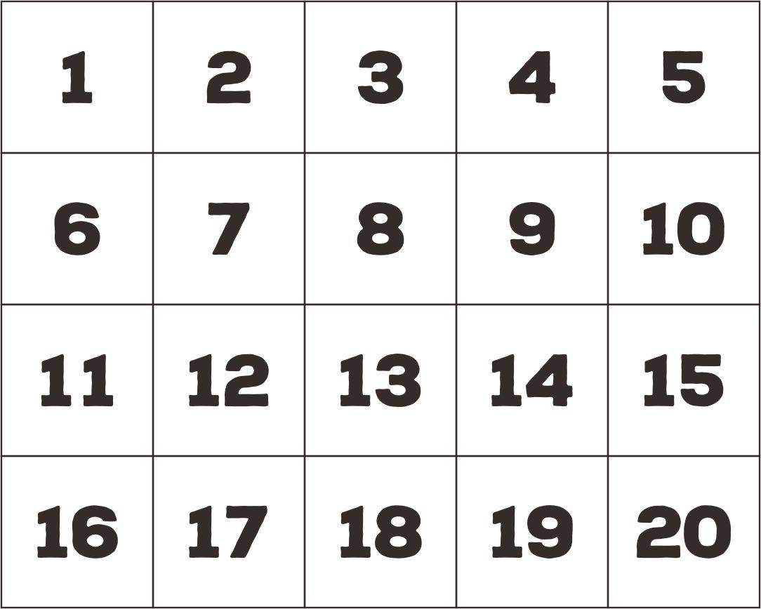 4 Best Large Printable Number Cards 1 20 Printablee