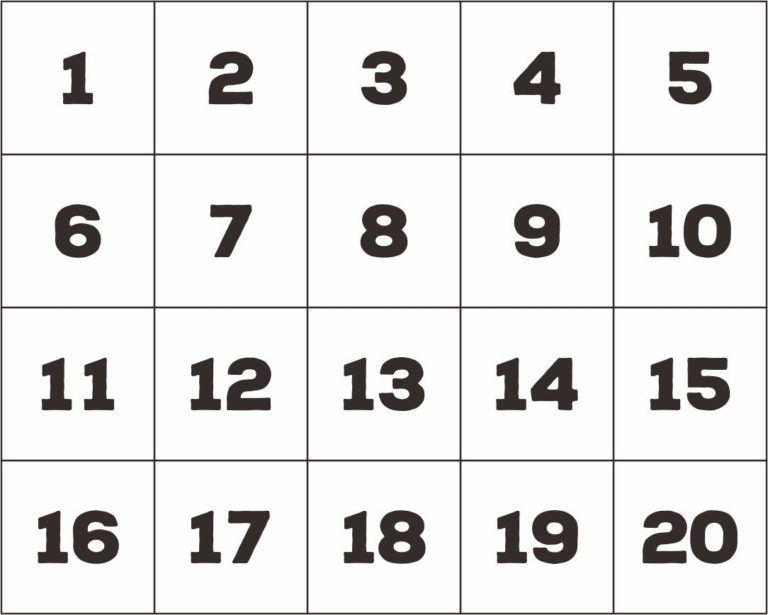 4 Best Large Printable Number Cards 1 20 Printablee