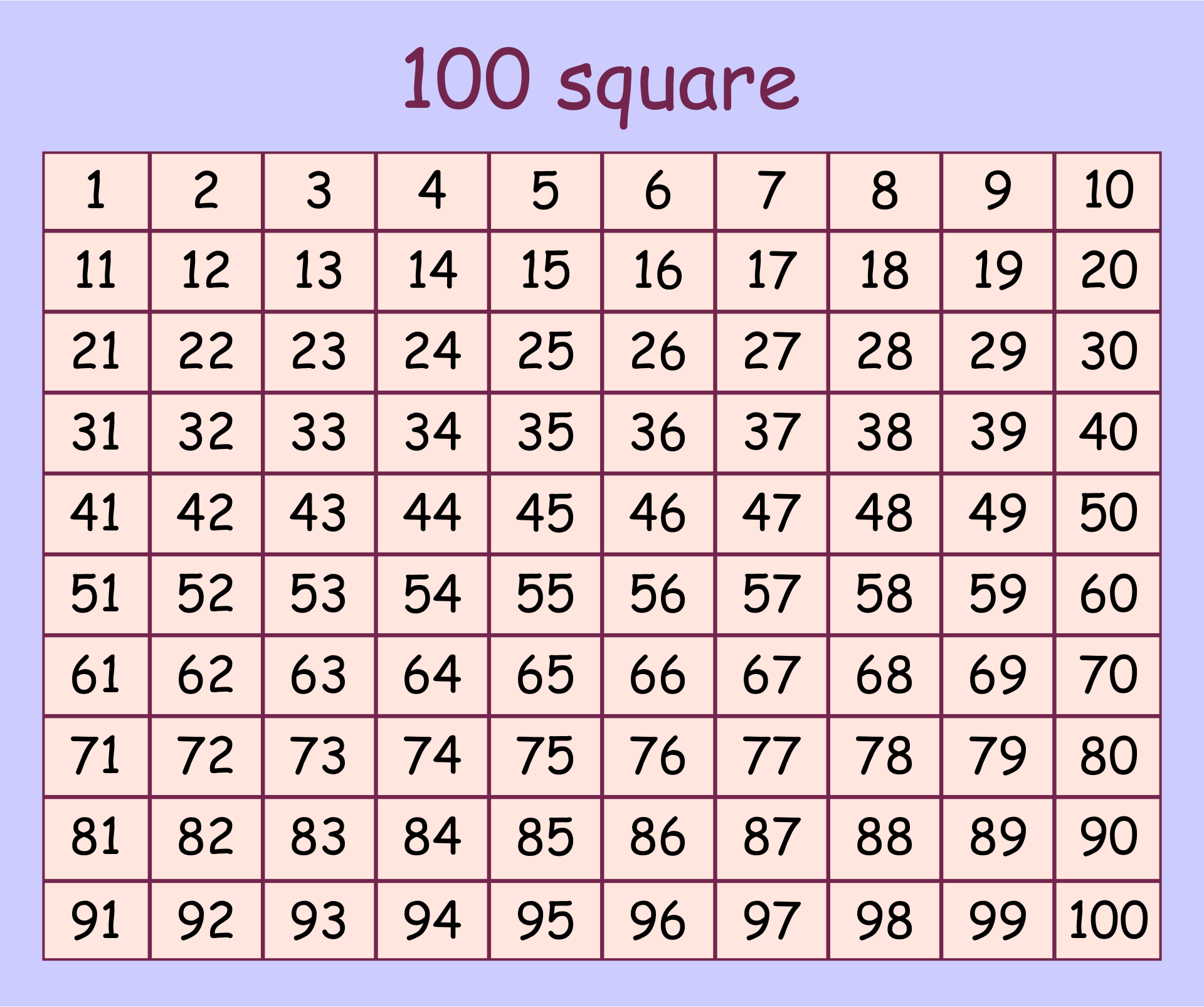 6 Best Printable Hundred Square Printablee 6 Best Printable Hundred Square Printablee