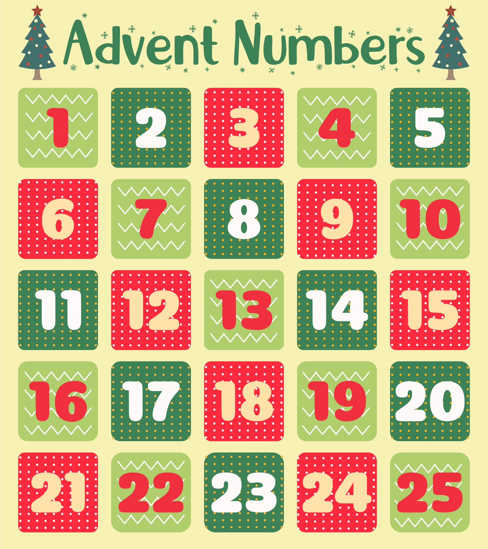 7 Best Printable Christmas Advent Numbers Printablee