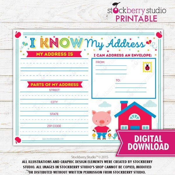 Address Kids Activity Homeschool Printable Preschool 