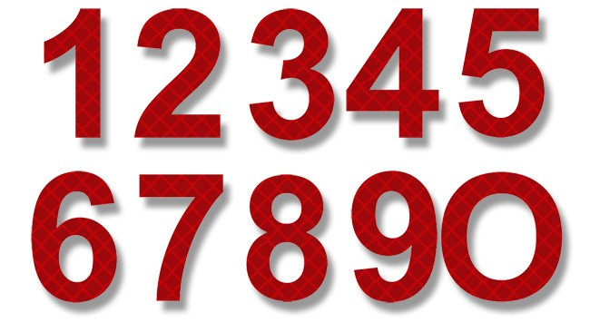 AfterGlow Retroreflective 2 Inch Numbers Red