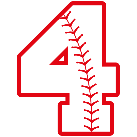 Baseball Style Number 4 With Seam Sticker Baseball Style Number 4 With Seam Sticker