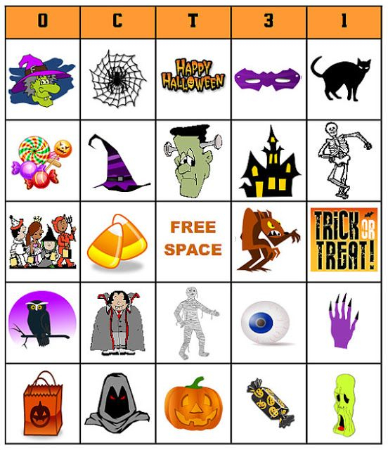 Best Printable Halloween Bingo Cards With Pictures Numbers 