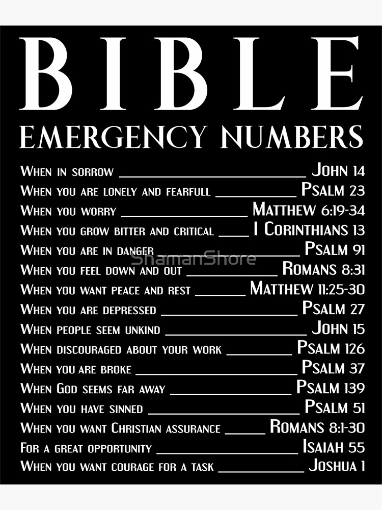 Bible Emergency Numbers Canvas Print By ShamanShore Bible Emergency Numbers Canvas Print By ShamanShore